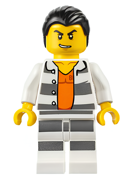 Минифигурка Lego Police - Jail Prisoner Shirt with Prison Stripes and Orange Undershirt cty0613 U